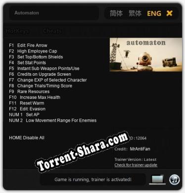 Трейнер для Automaton [v1.0.6]