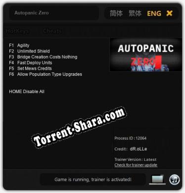 Autopanic Zero: Трейнер +6 [v1.6]