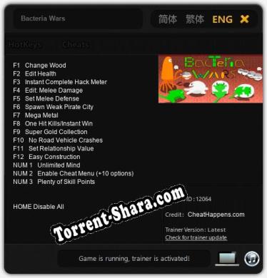 Трейнер для Bacteria Wars [v1.0.3]