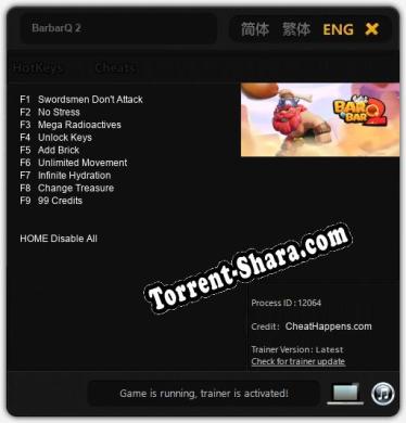 Трейнер для BarbarQ 2 [v1.0.6]