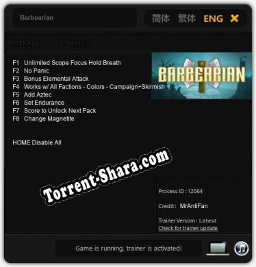 Barbearian: Трейнер +8 [v1.5]