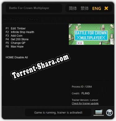 Battle For Crown Multiplayer: Трейнер +6 [v1.3]
