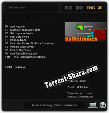 Battletronics: Трейнер +10 [v1.3]