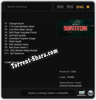 Трейнер для Bearly Surviving [v1.0.5]
