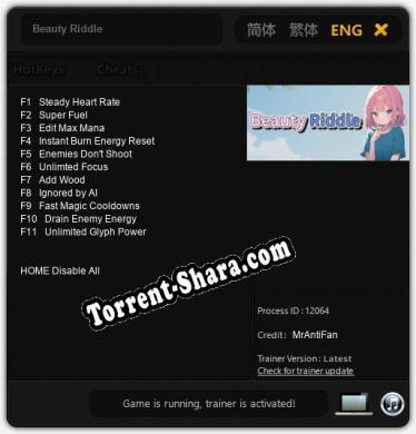 Beauty Riddle: Трейнер +11 [v1.3]