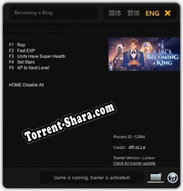 Трейнер для Becoming a King [v1.0.6]