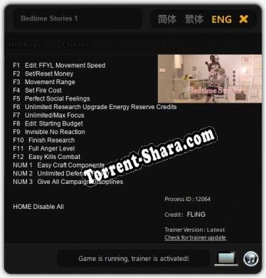 Трейнер для Bedtime Stories 1 [v1.0.6]