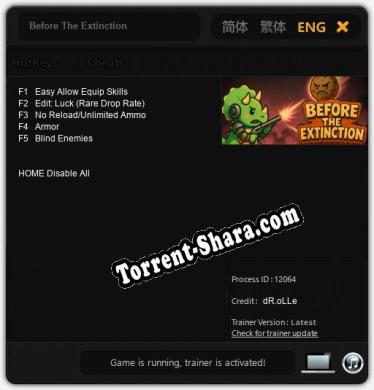 Before The Extinction: Трейнер +5 [v1.7]