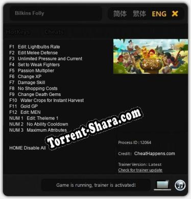 Bilkins Folly: Читы, Трейнер +15 [CheatHappens.com]
