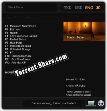 Black Baby: ТРЕЙНЕР И ЧИТЫ (V1.0.38)