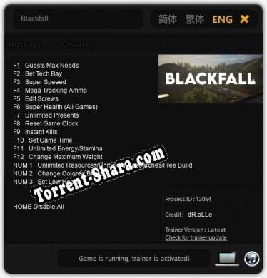 Трейнер для Blackfall [v1.0.2]
