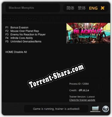 Трейнер для Blackout Memphis [v1.0.6]