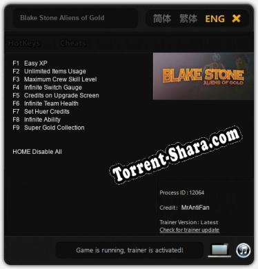 Трейнер для Blake Stone Aliens of Gold [v1.0.4]