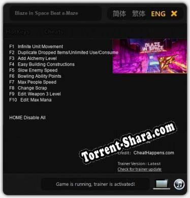 Blaze in Space Beat a-Maze: ТРЕЙНЕР И ЧИТЫ (V1.0.18)