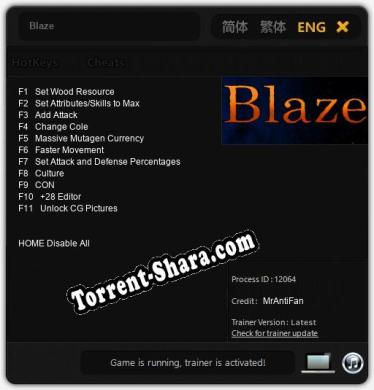 Blaze: Читы, Трейнер +11 [MrAntiFan]
