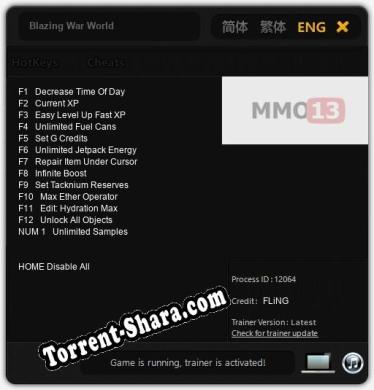 Трейнер для Blazing War World [v1.0.2]