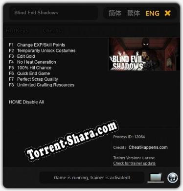 Blind Evil Shadows: Трейнер +8 [v1.3]