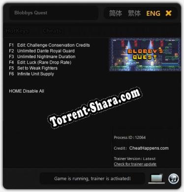 Трейнер для Blobbys Quest [v1.0.7]