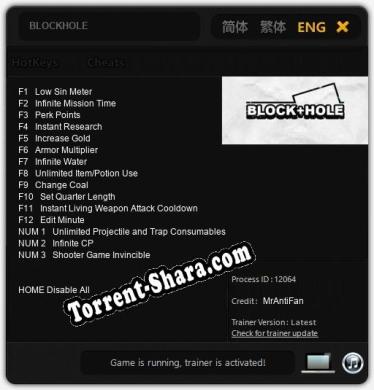 BLOCKHOLE: Трейнер +15 [v1.9]
