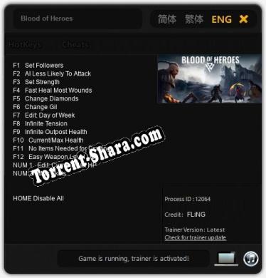 Blood of Heroes: Читы, Трейнер +14 [FLiNG]