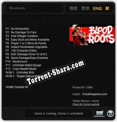 Трейнер для Bloodroots [v1.0.5]