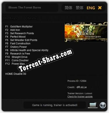 Bloom The Forest Burns: ТРЕЙНЕР И ЧИТЫ (V1.0.99)