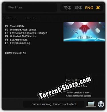 Трейнер для Blue Libra [v1.0.1]