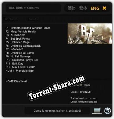 BOC Birth of Cultures: Трейнер +13 [v1.2]
