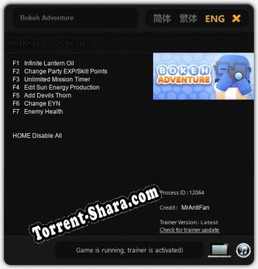 Трейнер для Bokeh Adventure [v1.0.4]