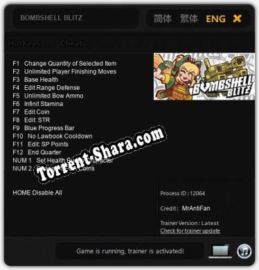 Трейнер для BOMBSHELL BLITZ [v1.0.9]
