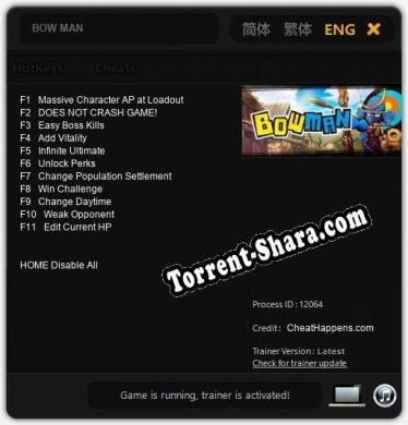 Трейнер для BOW MAN [v1.0.9]