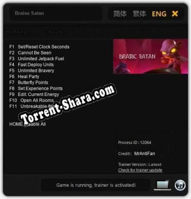 Braise Satan: Трейнер +11 [v1.9]