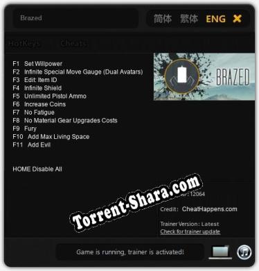 Трейнер для Brazed [v1.0.8]