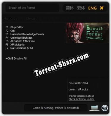 Трейнер для Breath of the Forest [v1.0.6]