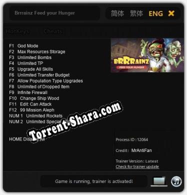 Трейнер для Brrrainz Feed your Hunger [v1.0.5]