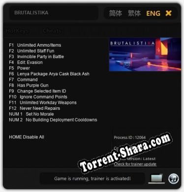 BRUTALISTIKA: ТРЕЙНЕР И ЧИТЫ (V1.0.28)
