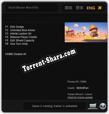 Build Master MarsVille: ТРЕЙНЕР И ЧИТЫ (V1.0.43)