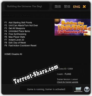 Building the Universe The Beginning of Time: Трейнер +9 [v1.1]