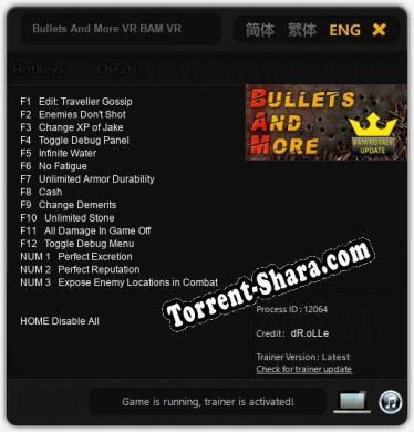 Трейнер для Bullets And More VR BAM VR [v1.0.9]