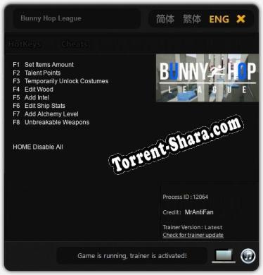 Bunny Hop League: Трейнер +8 [v1.2]