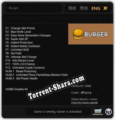 Burger: Читы, Трейнер +15 [dR.oLLe]