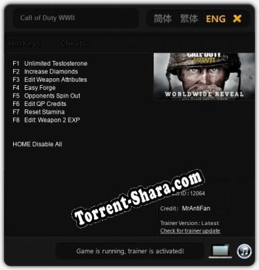 Call of Duty WWII: Читы, Трейнер +8 [MrAntiFan]