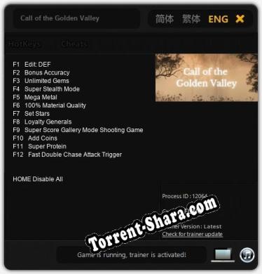 Трейнер для Call of the Golden Valley [v1.0.1]