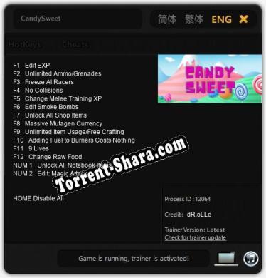 CandySweet: ТРЕЙНЕР И ЧИТЫ (V1.0.85)