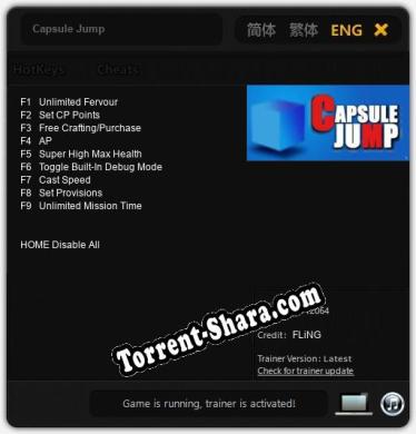 Трейнер для Capsule Jump [v1.0.3]