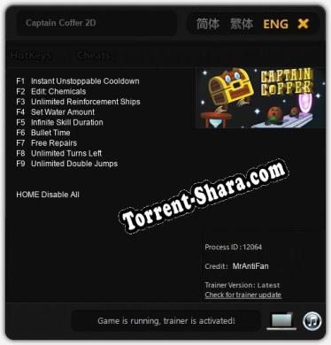 Трейнер для Captain Coffer 2D [v1.0.4]