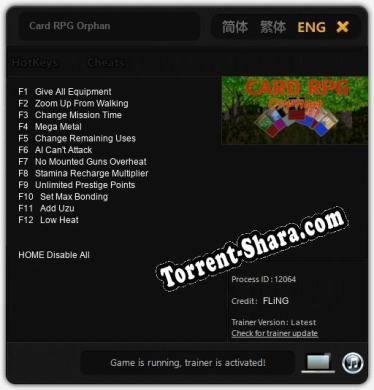Card RPG Orphan: Читы, Трейнер +12 [FLiNG]
