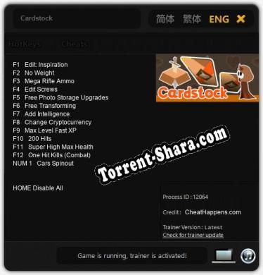 Cardstock: Трейнер +13 [v1.4]