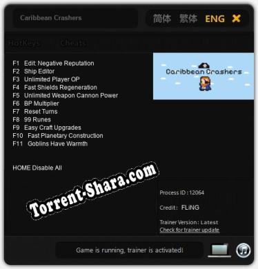 Трейнер для Caribbean Crashers [v1.0.8]