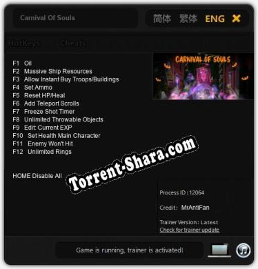 Carnival Of Souls: Трейнер +12 [v1.3]